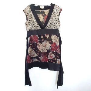 Speechless Sleeveless Y2K V-Neck Blouse Sz. Large Red Black Satin Chiffon
